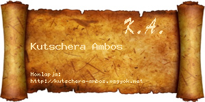 Kutschera Ambos névjegykártya